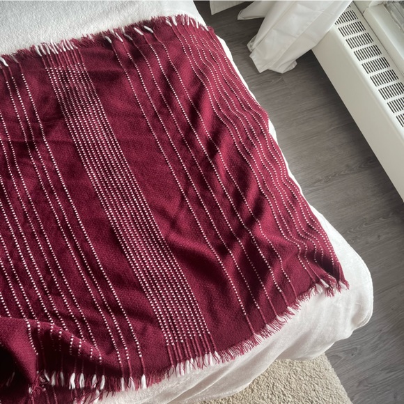 Maroon Patterned Fringe Blanket Scarf - Picture 2 of 3